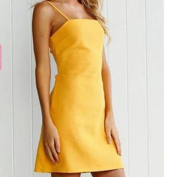 White Fox Yellow Linen Mini Dress - Picture 1 of 4